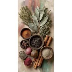 EUROART Wandbild 20 x 40 cm Mediterranean Herbs I Kunststoff Grau