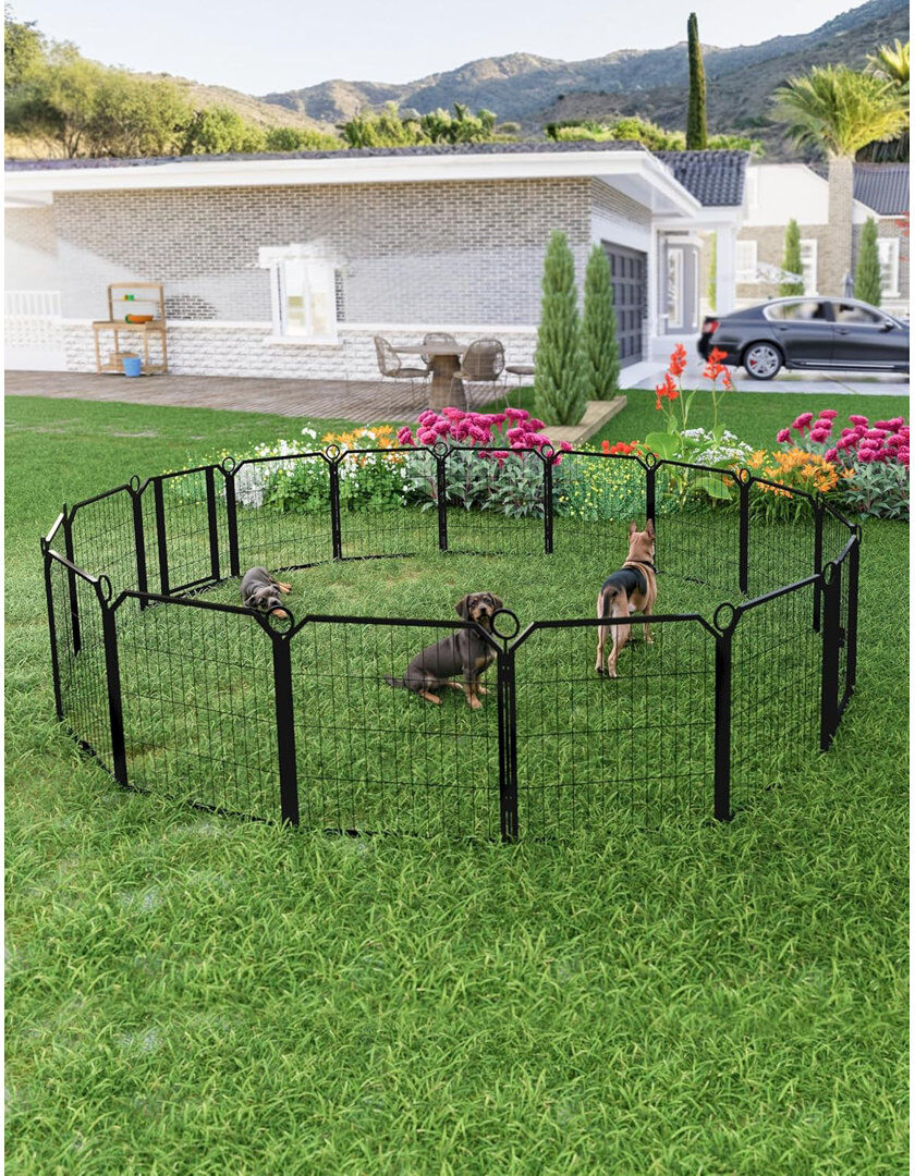 FXSGER Steel Kennel Barrier with Pet Door 80cm H x 67.95cm W