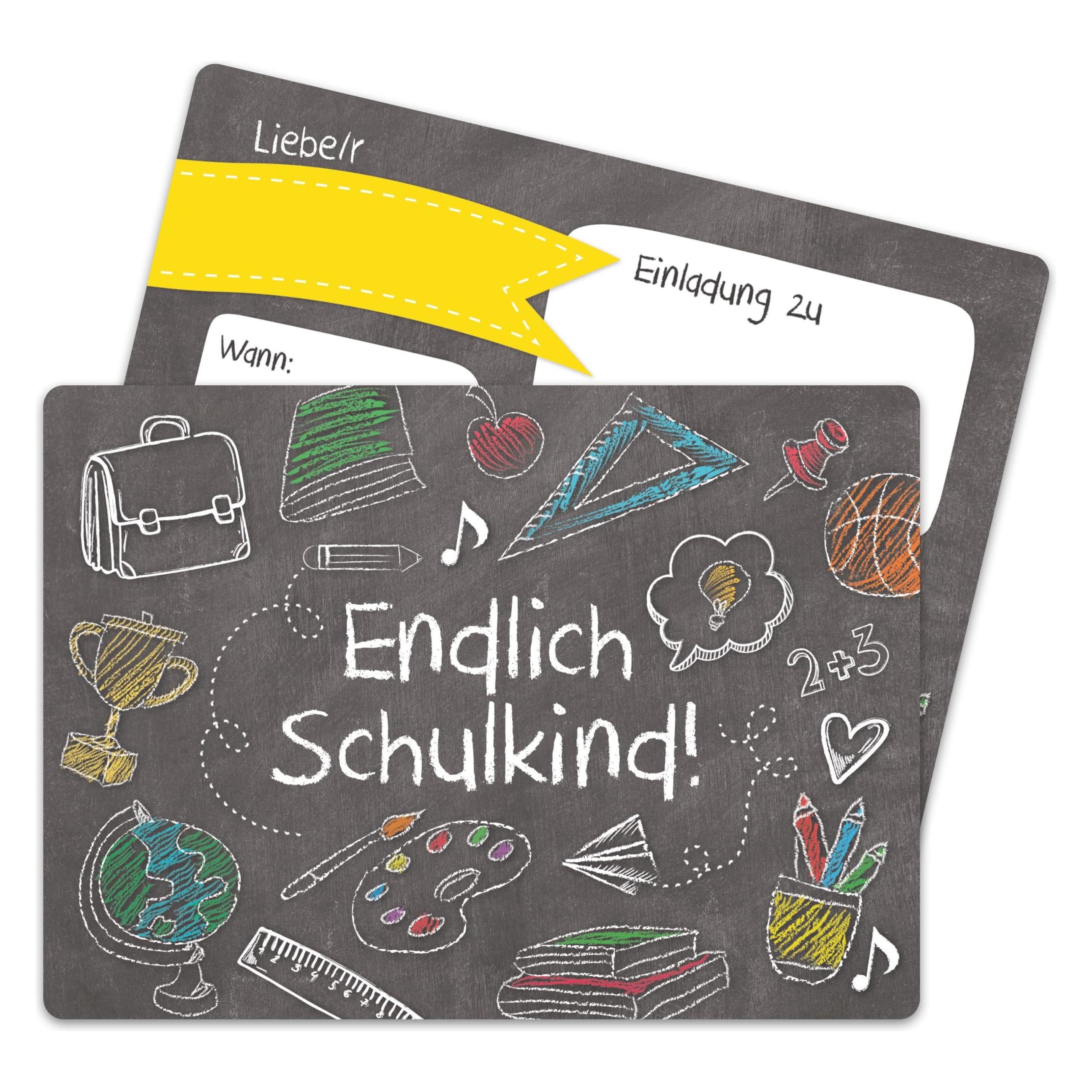 Papierdrachen Einschulung Einladungskarten Set 4 Tafel (13 Stk.) (B224-004-004)