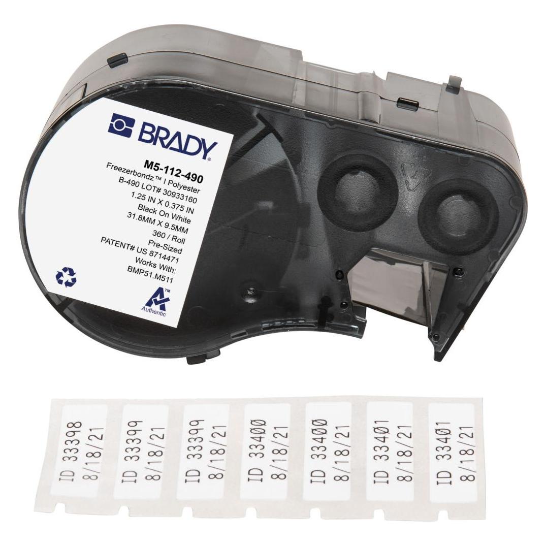 Brady M5-112-490, FreezerBondz(TM), Polyester, Schwarz auf weiss, 31.75 x 9.53 mm, permanent (360 E (M5-112-490)