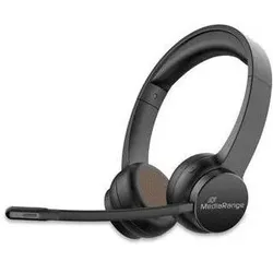 MediaRange Bluetooth ENC Stereo Headset 400mAh Akku schwarz (Kabellos, USB-C), Office Headset, Schwarz