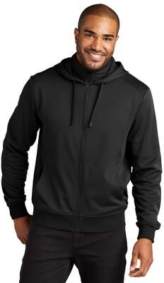 Port Authority F814 Smooth Fleece Hooded Jacket in Deep Black size 4XL   Polyester