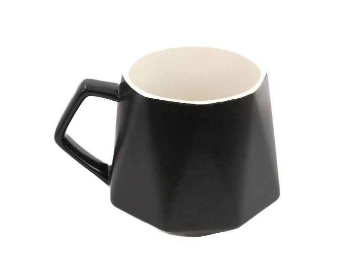 Intirilife Teetasse in Feinschliff Optik 350 ml, Schwarz, Keramik, 0.35 L, leicht zu reinigen, Geschirr, Tassen, Teetassen