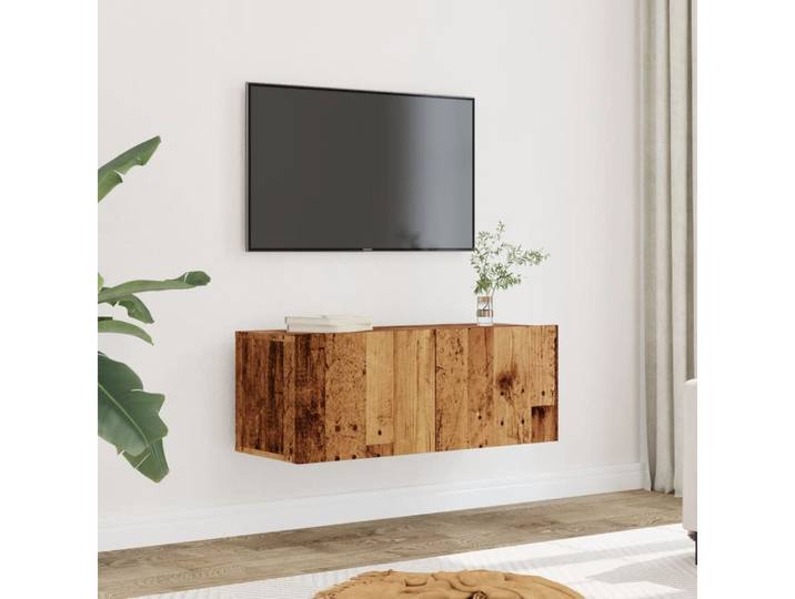 vidaXL TV-Schrank TV-Wandschränke 2 Stk. Altholz-Optik 80x30x30 cm