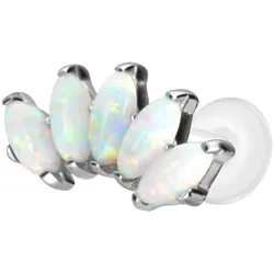 PTFE Labret mit Innengewinde + Titan-Aufsatz BOGEN + SYNTHETISCHE OPALE