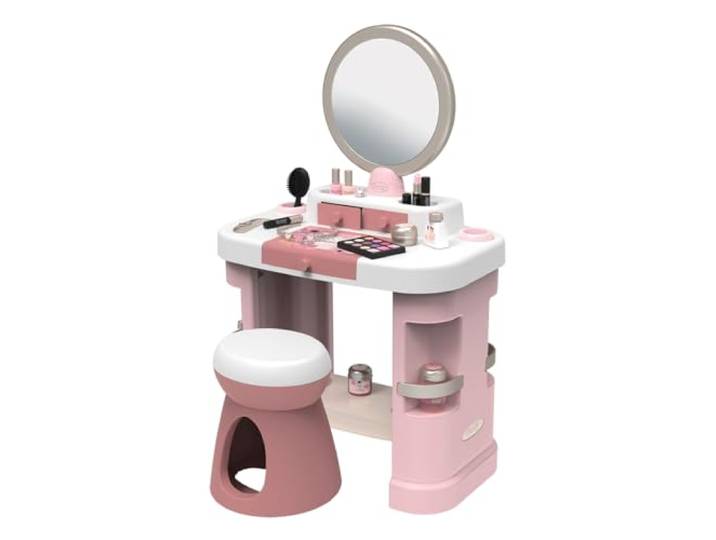 Smoby My Beauty Schminktisch – Frisiertisch mit Spiegel, 15 Accessoires für Make-up, Frisuren & Nägel (unechte Kosmetika) - mit recyceltem Material, für Kinder ab 3 Jahren