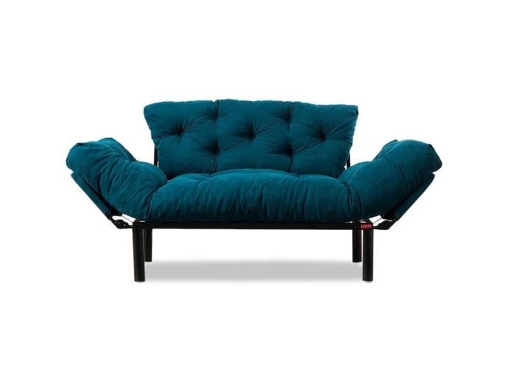 Canapé-lit - 2 places - NITTA - Tissu Bleu - 155 x 85 x 70 cm