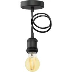 ledscom.de Vintage Pendelleuchte RETRA, schwarz + LED Lampe gold max. 778lm, 3-Stufen dimmen, extra-warmweiß