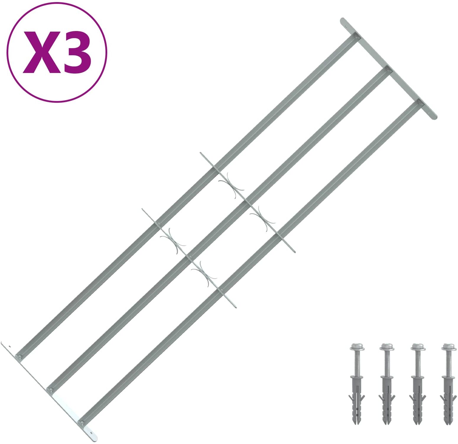 vidaXL Grille de sécurité pour fenêtres avec 3 barres transversales