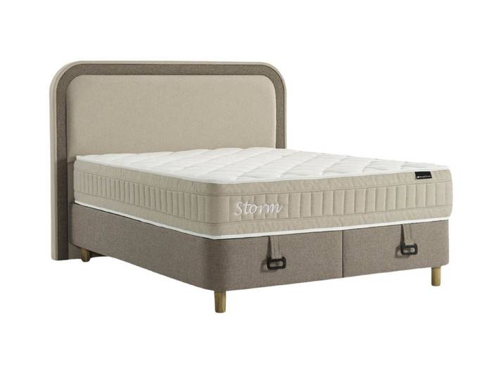 Villa Möbel Boxspringbett Storm (Bett (ohne Matratze), Liegefläche 100x200), Bettkasten mit XXL Stauraum und Gasdruckfedern für einfache Handhabung