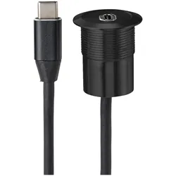 Tru Components USB-Einbaubuchse, Elektronikkabel + Stecker, Schwarz