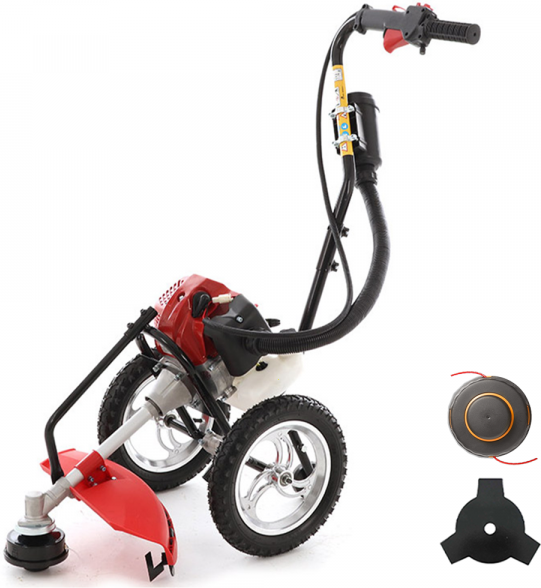 GeoTech WBC 520 - Benzin Rasentrimmer zum Schieben - Gemischmotor 52 ccm - Mähgerät