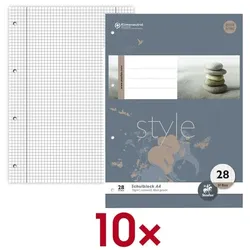 Staufen 10x Briefblöcke »Style gelocht« kariert A4 50 Blatt grau