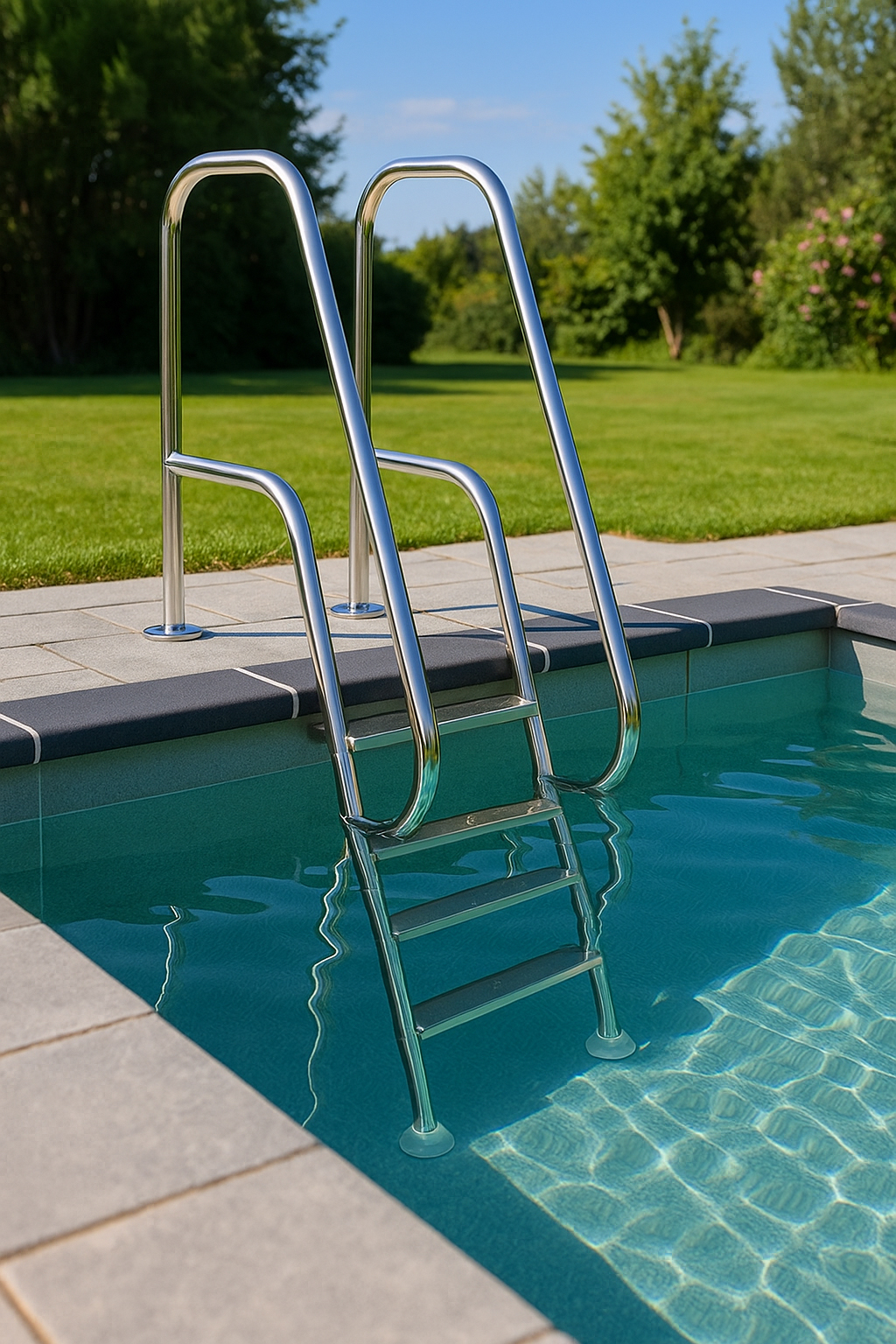 Eichenwald Ideal Edelstahl Eichenwald Poolleiter Modell 10 Florida Beckentiefe 2160mm Ausladung 1000mm 8 Stufen