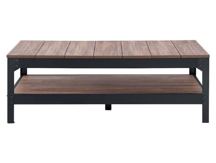 CALICOSY - Table basse métal noir et bois - L117cm