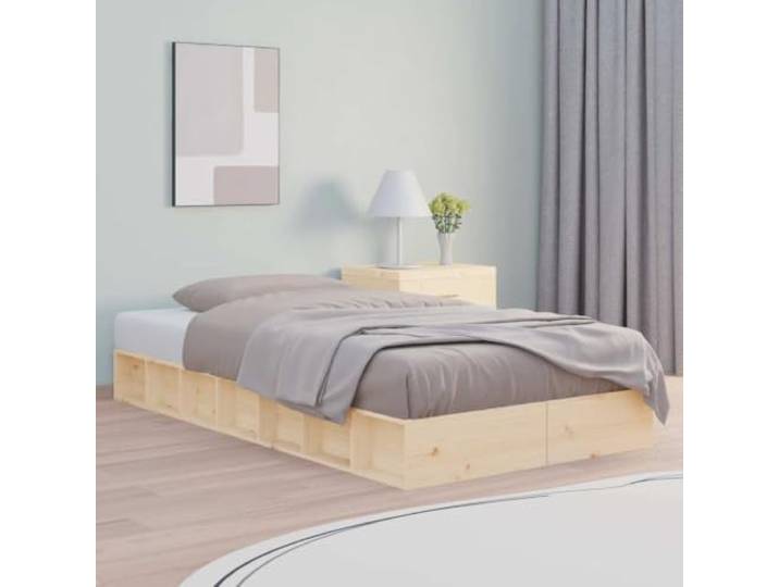 RJPLMFV Bettgestell aus Massivholz, 100 x 200 cm Massives Kiefernholz, Lattenrost inklusive, niedriges Design, robust und stabil