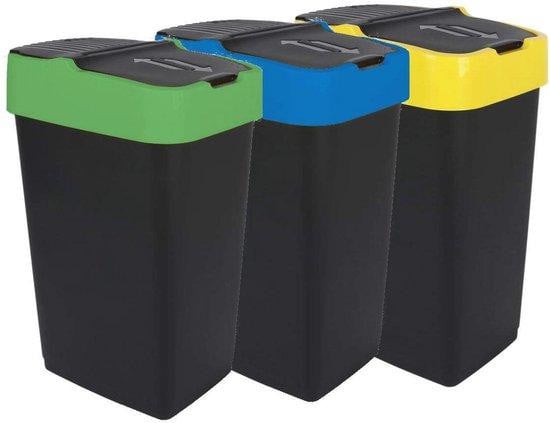 Famanu Afvalbak van kunststof met scharnierend deksel, 3-18 liter, zwart