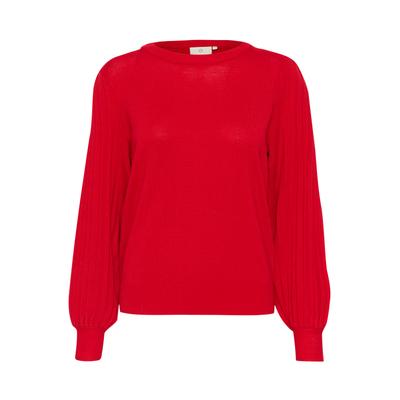 Strickpullover KAFFE "Damen Strickpullover KAlone", Damen, Gr. XS, rot (haute rot), Obermaterial: 80% Viskose CV. 20% Nylon NY., Pullover Strickpullover