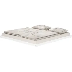 Erst-Holz Weißes Ehebett 180x200 Kiefer massiv extra flaches Futonbett V-60.47W-18 ohne Zubehör