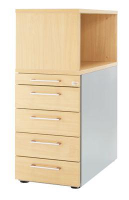 Schäfer Shop Genius Standcontainer mit Aufsatzregal, abschließbar, eckiger Griff, ahorn