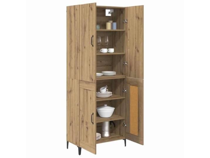 KTHLBRH Sideboard Eiche handwerklich 69,5 x 34 x 180 cm Mehrschichtholz, 4 Türen, Metallgriffe, pflegeleicht, Montage erforderlich