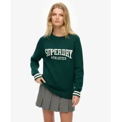 Superdry für Damen. W6110629A Intarsien-Pullover grün (XXS), Lässig, Baumwolle