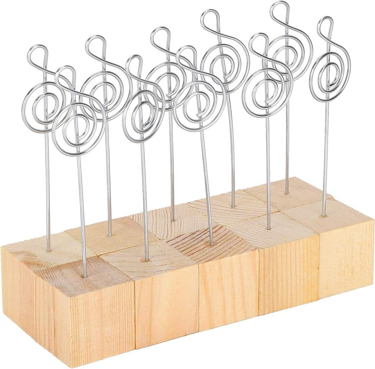 Set van 10 Houten Memo Clamps - Kaarthouder Standaard voor Foto's en Notities - Natuurlijk Hout