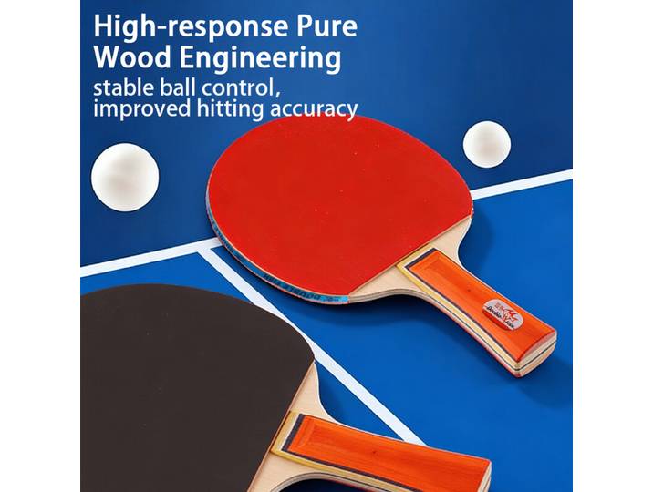 Double Fish 036A Lot de 2 raquettes de ping-pong d’entraînement pour débutants avec 3 balles