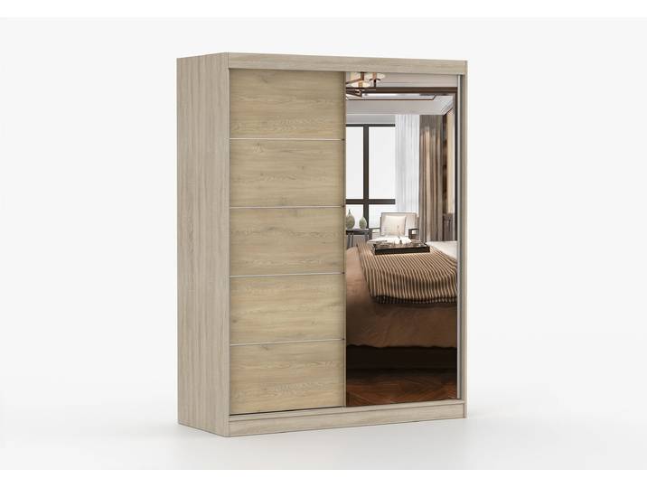 Schwebetürenschrank VISTA 05 Cremona 150 cm Sonoma Eiche Cremona + Spiegel