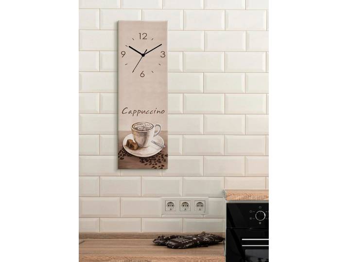 Moderne Wanduhr aus edlem Float-Glas, Braun, Mit Funkuhrwerk
