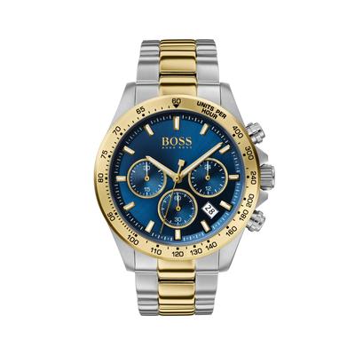 Chronograph BOSS "HERO", gold (silberfarben), Armbanduhren, Herren, Chronograph, Quarzuhr, Armbanduhr, Herrenuhr, Edelstahlarmband, analog, Tag