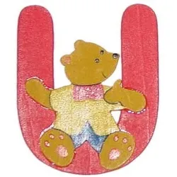 Holzbuchstabe U Bär-Design (H 10 cm) - H 10 cm
