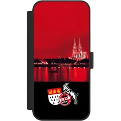 Nivocase Klapphülle für Apple iPhone 15 Plus Handyhülle aus Kunst Leder NIVOflip schwarz 1. FC Köln (Apple iPhone 15 Plus), Smartphone Hülle, Schwarz
