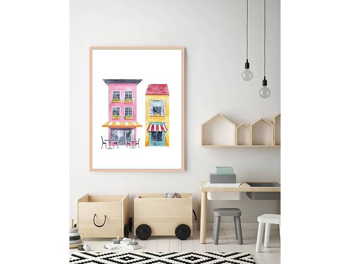 Tableau déco Cafe House 63 x 83cm Multicolore