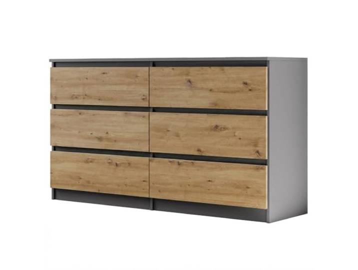 BEAUTY SOFA Lemon Schubladenkommode 140 cm, 6 Schubladen, Eiche Artisan Anthrazit in Holzoptik, geräumiges Sideboard für Schlaf- und Wohnbereich