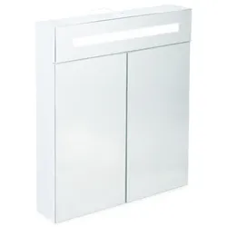 Relaxdays LED Spiegelschrank mit 2 Türen Weiß,Transparent