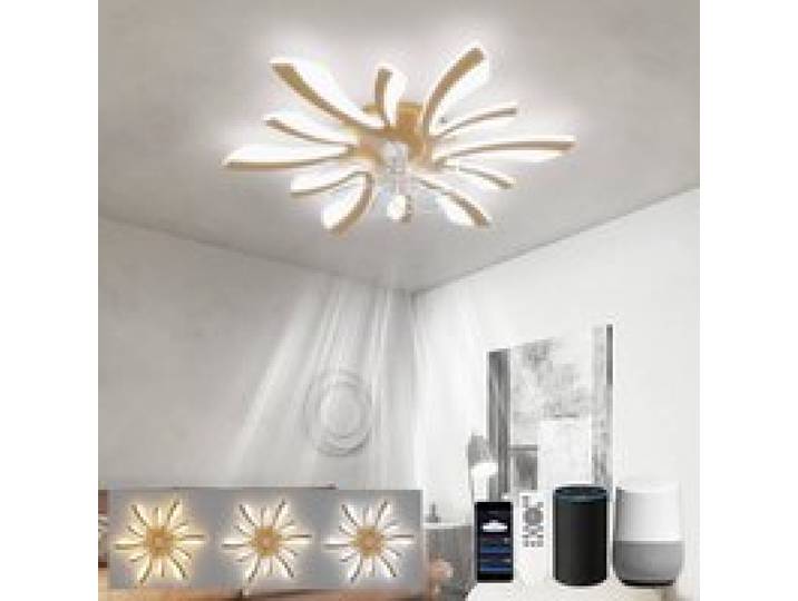 Lustre Ventilateur de Plafond 78cm Luminaire Ventilateur Plafonnier Compatible avec Alexa Minuterie Silencieux 6 Vitesses Réversib