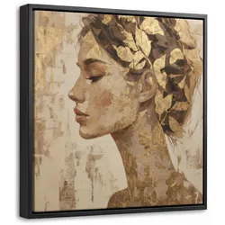 LEINWAND Bilder mit Rahmen - Frau - Gold - Abstrakt - Textur - 20x20