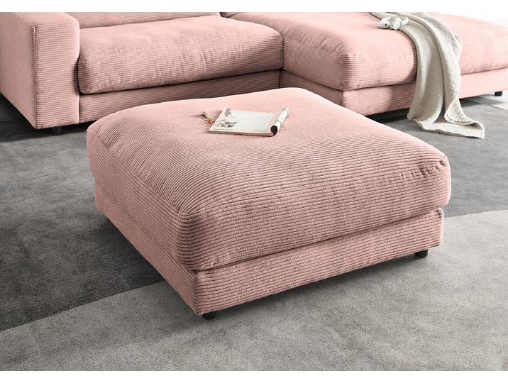 Polsterhocker 100 x 44 x 100cm Pink Cordstoff Catia: Rosé Polyurethanschaum