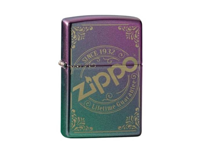 ZIPPO Stormaansteker, Zippo logo, lasergegraveerd, iriscent, navulbaar, in hoogwaardige geschenkdoos