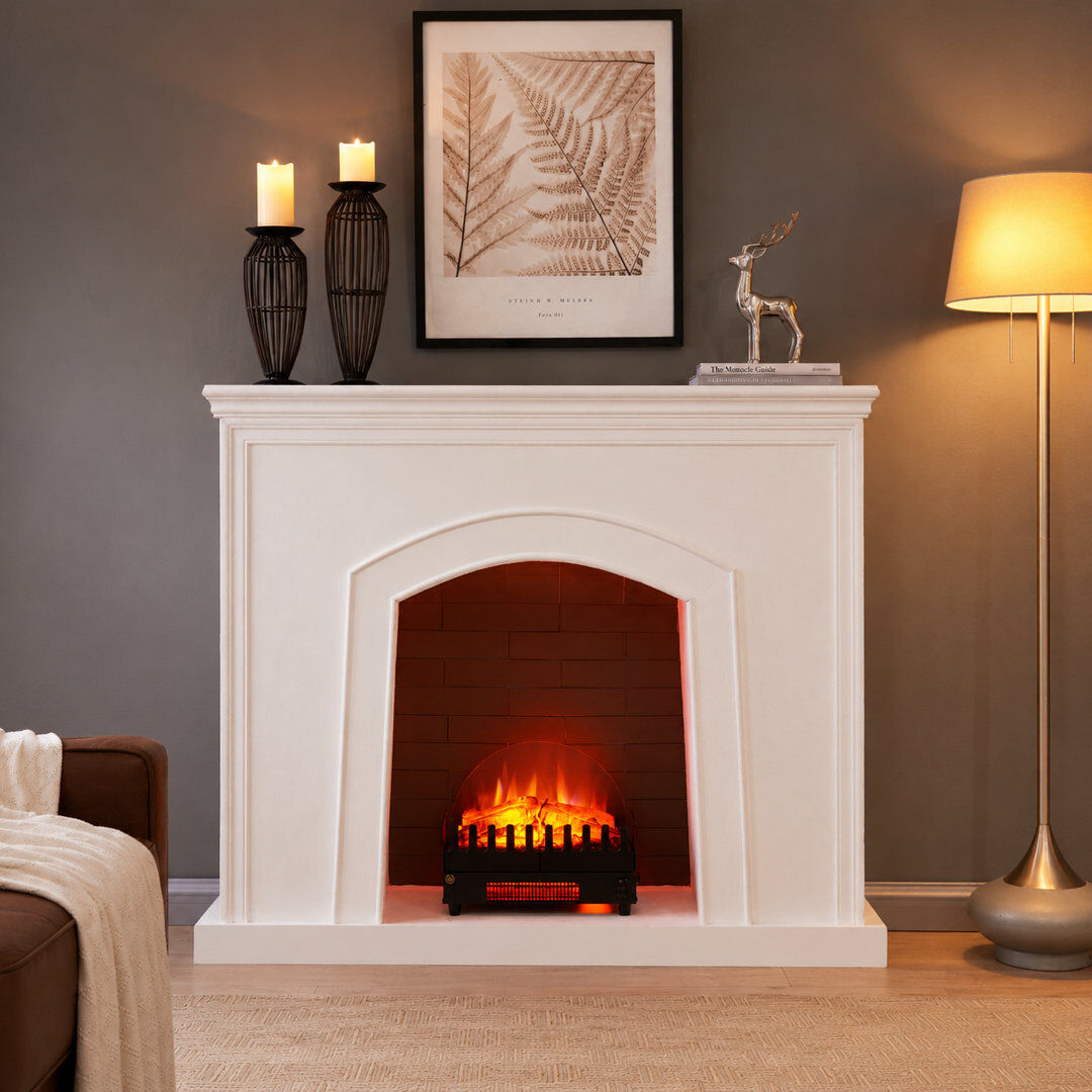 FLAMME 16" Electric Basket Fire, 2kW Heater Black 31.9cm H X 40.4cm W X 24.1cm D