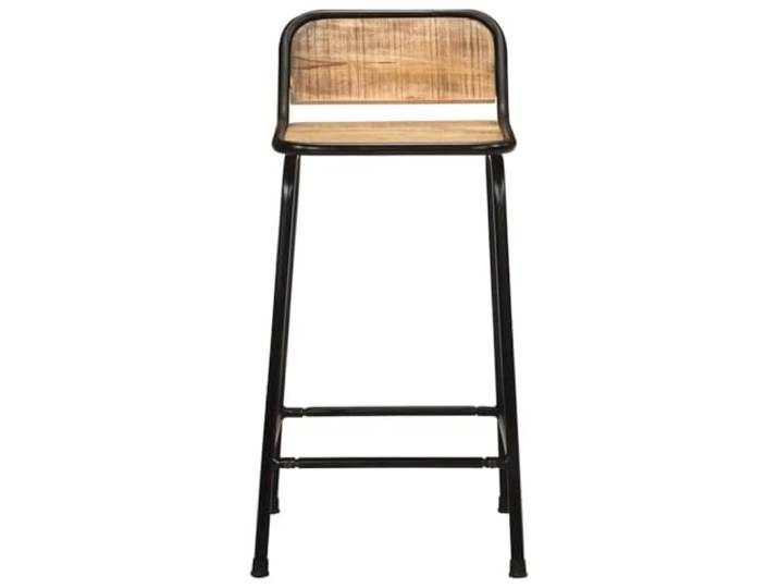 KTHLBRH Barhocker 2 Stück 46 x 35,5 x 80 cm Massivholz Mango Beine aus robustem Metall, Rückenlehne und Fußstütze, maximale Belastung 110 kg pro Sitz, braune und schwarze Töne
