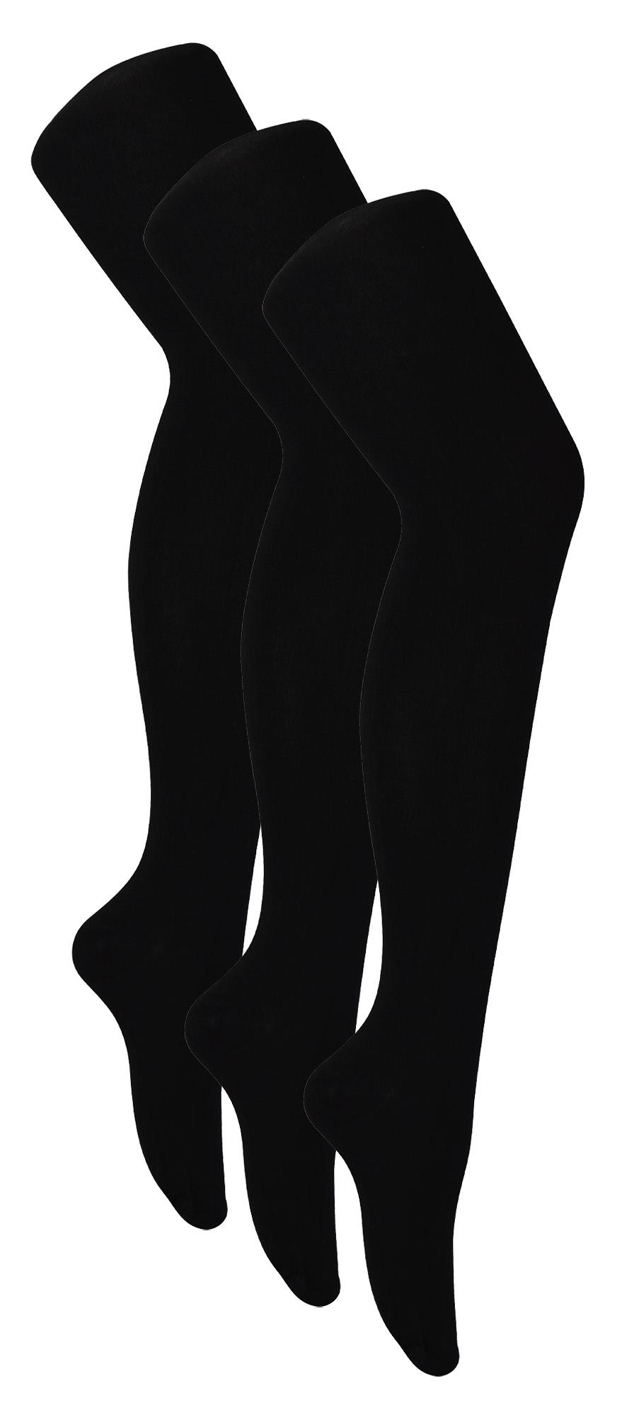 3 Paar Damen-Bambus-Strumpfhosen | Sock Snob | Weiche einfarbige blickdichte Strumpfhosen | Warme schwarze Strumpfhosen - Schwarz