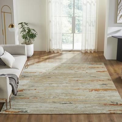 KALATY Toros Beige Abstract Hand Knotted Wool Area Rug