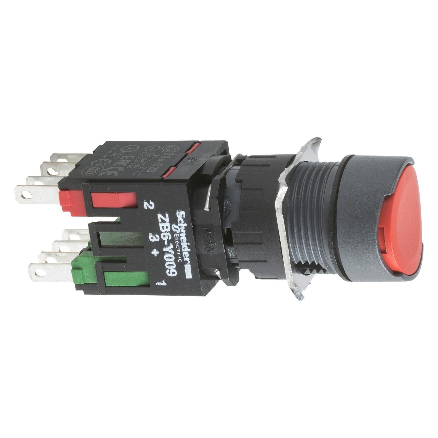 Schneider Electric 16mm Push Button Red Flush 1NO 1NC (XB6AA45B)