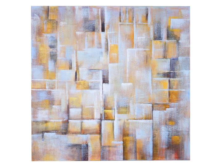 Jamb Ölgemälde Cubes Handgemalt Mehrfarbig, Mehrfarbig, Textil, 100x100 cm, Bilder & Rahmen, Bilder, Ölbilder