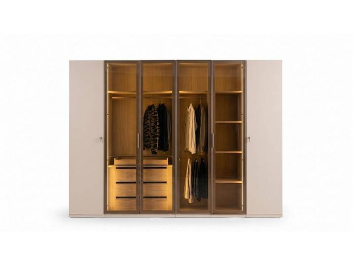JVmoebel Kleiderschrank Kleiderschrank Modern Beige Glas Eleganter Schlafzimmerschrank Made in Europa