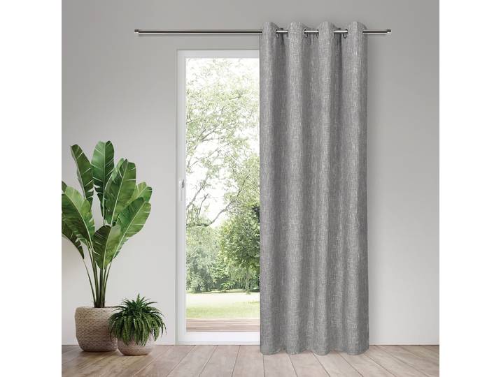 Vorhang GERSTER Karima Gr. 1, grau (grau, rosé), B:145cm H:245cm, Polyester, Gardinen, Vorhang, SB-Ösenschal Karima