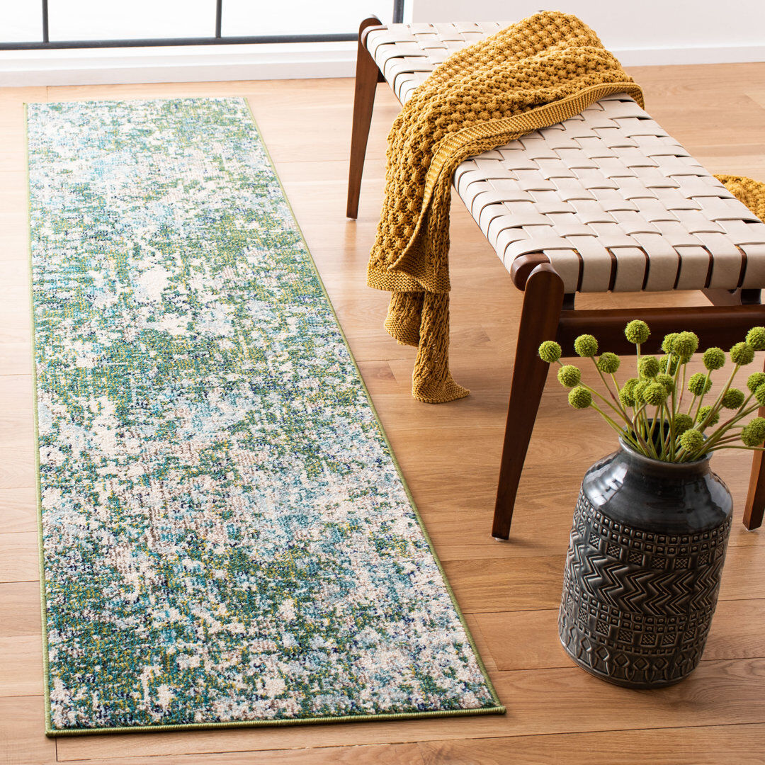 Borough Wharf Annalyce Rug In Green & Blue Green;Blue Runner 66 x 183cm