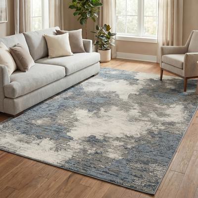 MDA Rugs Loren Blue and Gray Distressed Abstract Area Rug